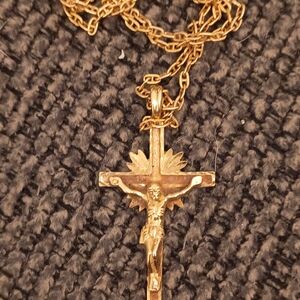 Gold Crucifix Pendant Necklace